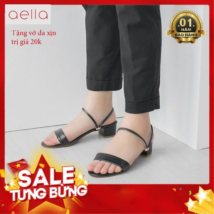 [HCM]Giày sandal nữ cao gót 3cm AELLA200 - Chất da mềm mại êm chân - giày xăng đan cao gót nữ