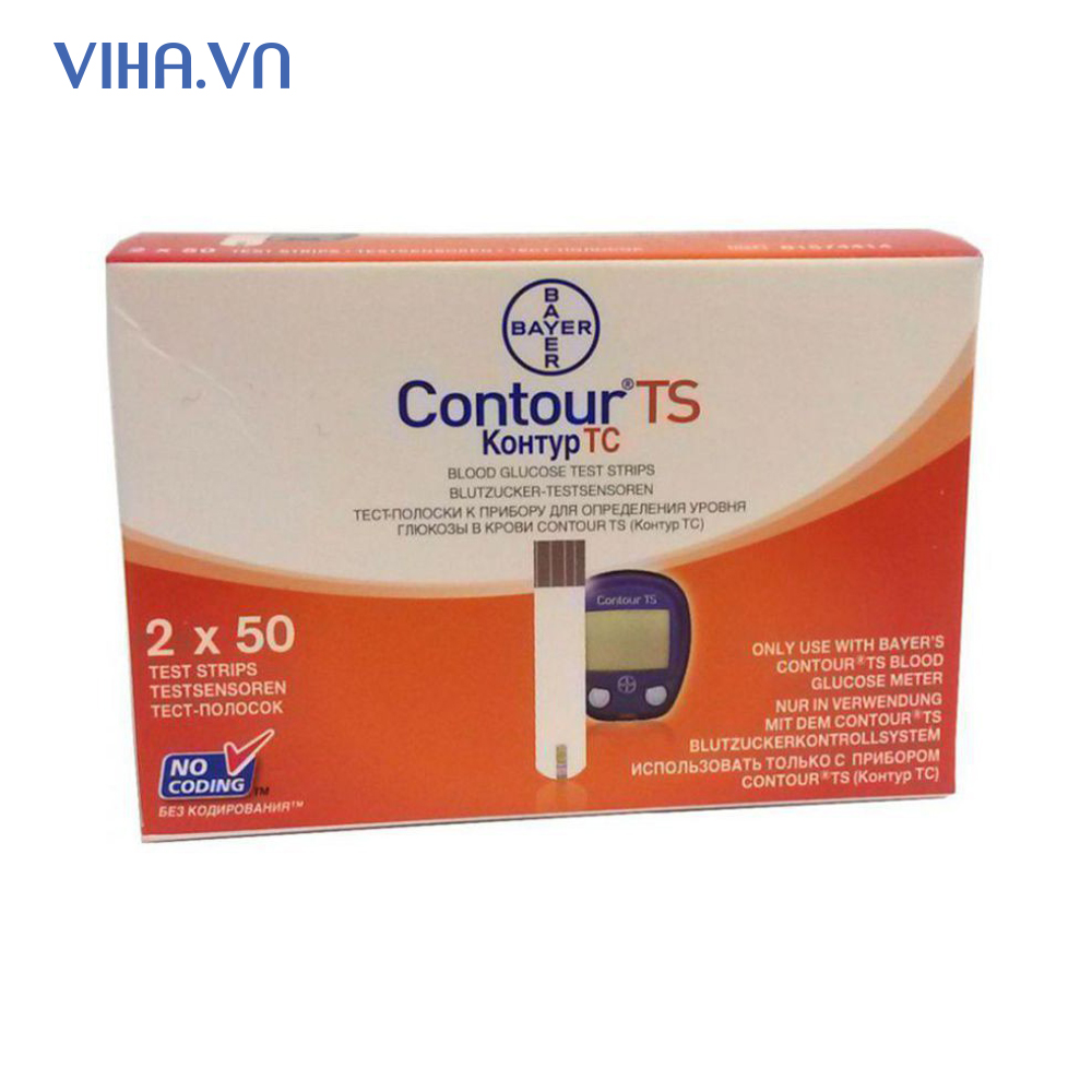 Que thử đường huyết contour ts hộp 100 que tặng kèm 50 kim