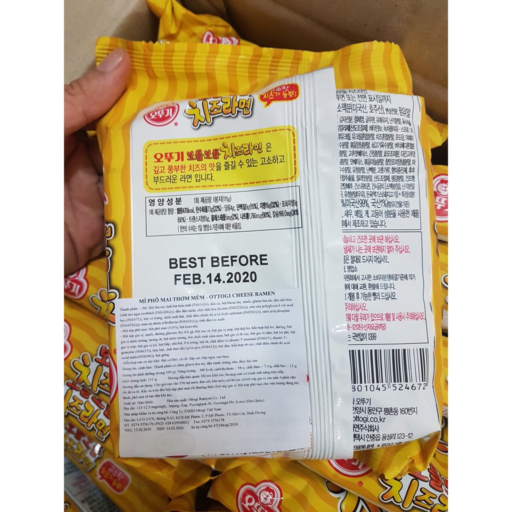 MỲ PHÔ MAI THƠM MỀM OTTOGI 111GR/ GÓI