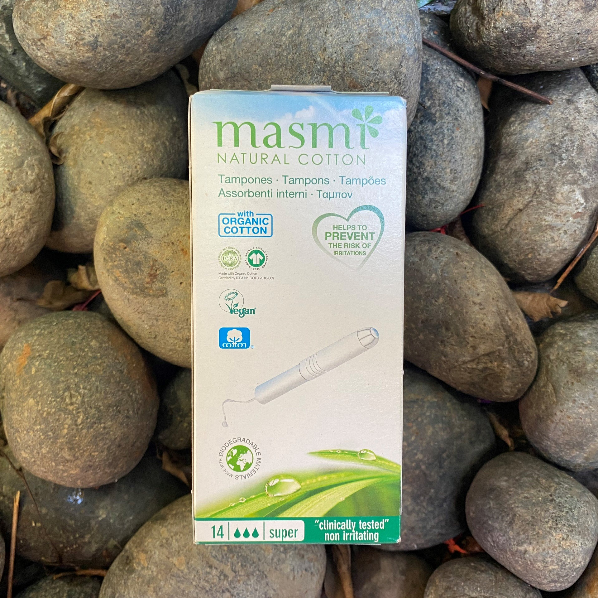 Tampon có cần đẩy 3 giọt hữu cơ Masmi (14m)