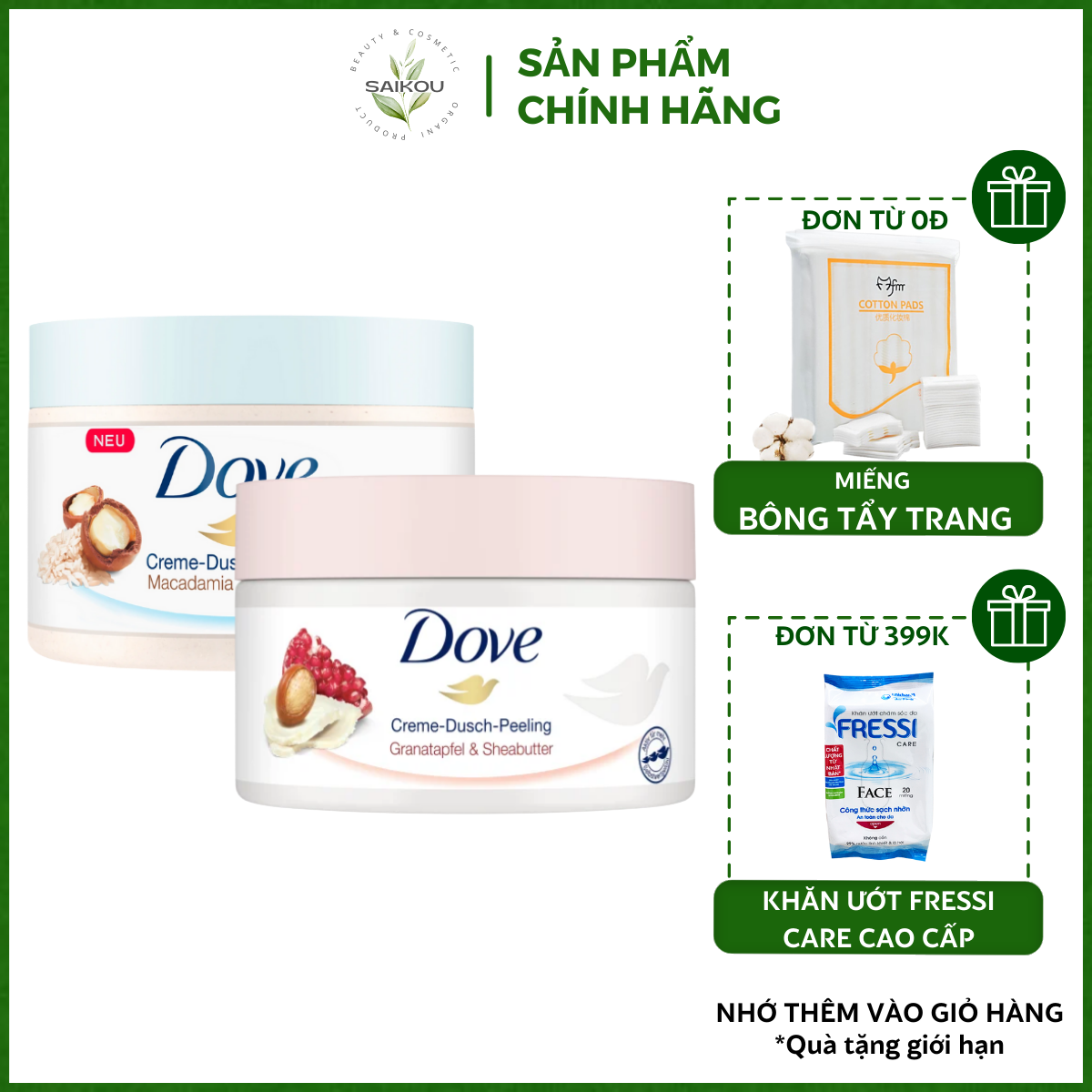 Tẩy Tế Bào Chết Toàn Thân DOVE Exfoliating Body Polish, Tẩy Da Chết Dưỡng Ẩm Chăm Sóc Da Body Bản Dove Đức Saikou