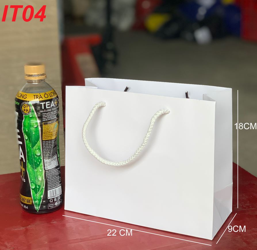 Combo 100 Túi giấy đựng mỹ phầm trơn IT04 (18 x 22 x 9)