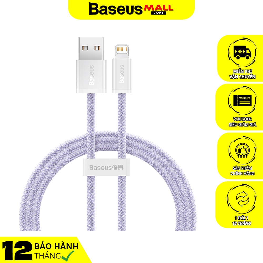 Baseus Dynamic 2 USB to Ln 2.4A Fast Charging Cable |   Super Durable, Tangle-Resistant Parachute Cord, 1m/2m Long