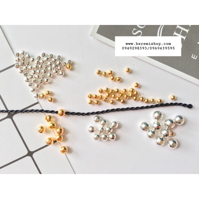 [Lấy mã giảm thêm 30%] Hạt bi màu vàng bạc 4-6-8mm(túi 10g)