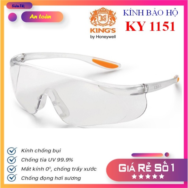 Giá bán [CHÍNH HÃNG] Kính bảo hộ thời trang Kings KY1151 trong suốt, chống đọng sương, chống bụi bảo vệ mắt