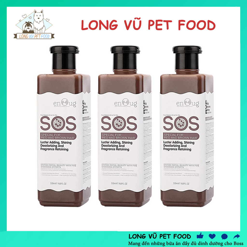 Combo 3 chai Sữa tắm cho chó lông nâu đỏ Sos 530ml, sữa tắm chó sos- Long Vũ Pet Food