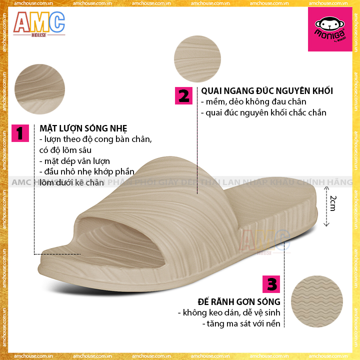 Dép Thái Lan đúc gợn sóng nữ MONOBO - MONIGA 10.3