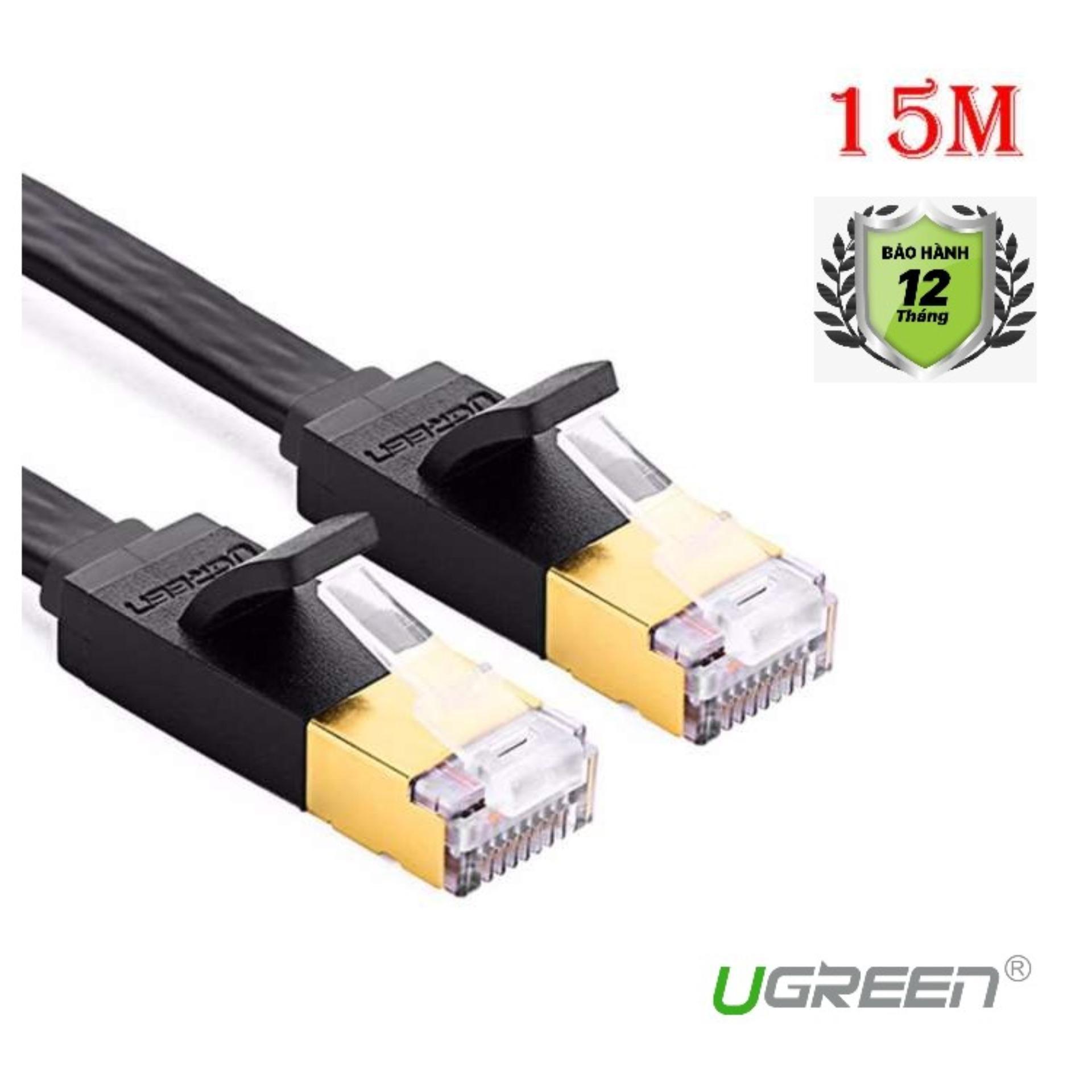 Cáp mạng đúc sẵn CAT7 dẹt Ugreen 11266 dài 15m (Đen)