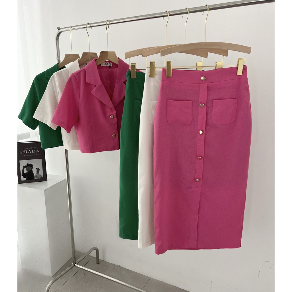 Set váy Linen dày dặn, xinh xỉu