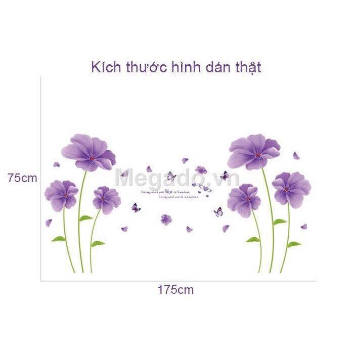 Decal dán tường  mẫu hoa tím cánh mỏng