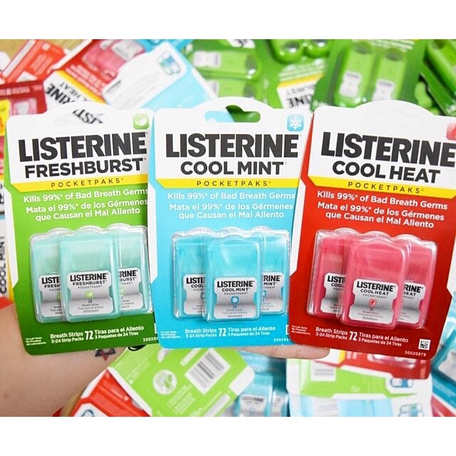 Miếng Ngậm Thơm Miệng Listerine Pocketpaks (Set 3 hộp -72 miếng)