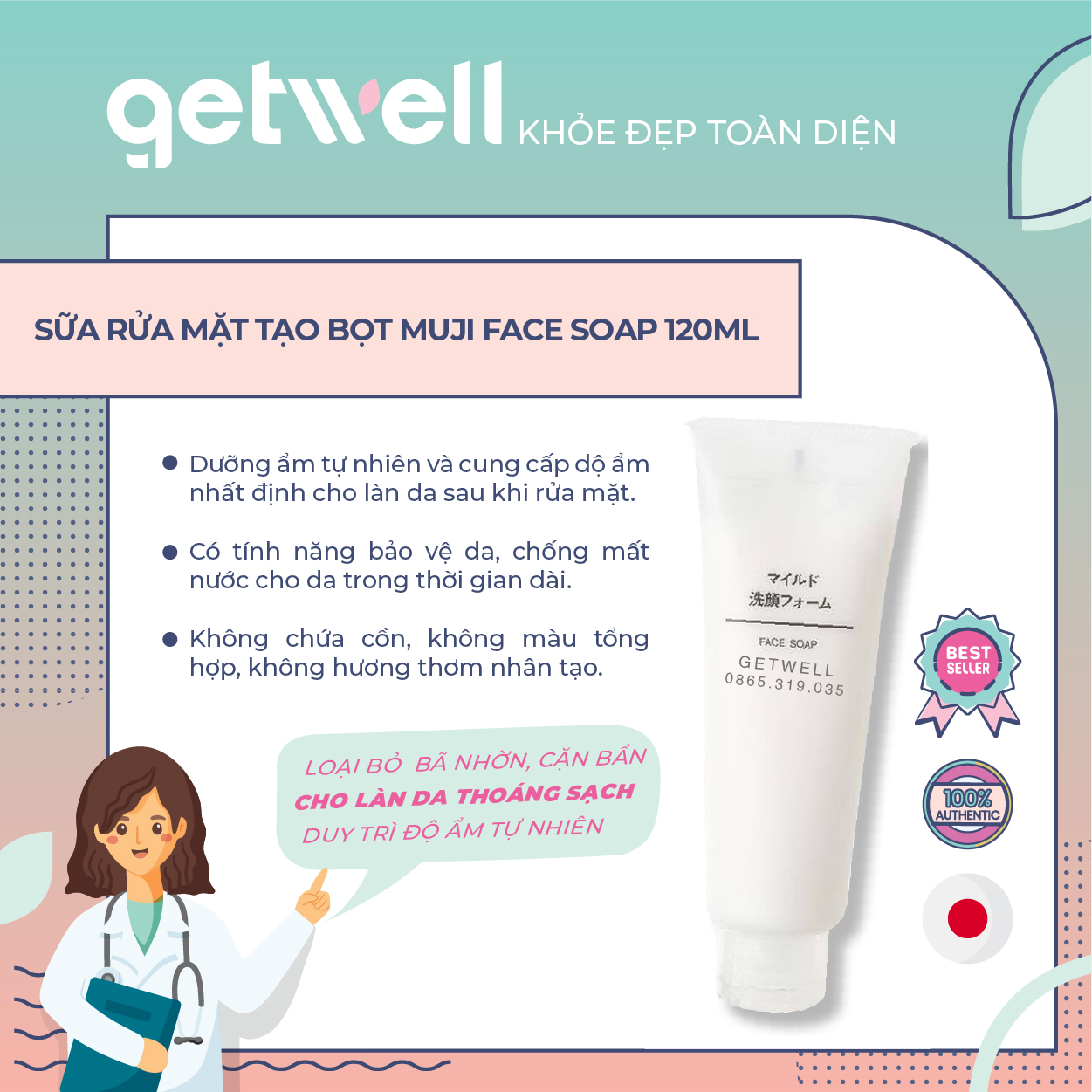 Sữa rửa mặt Muji Face Soap (120ml)