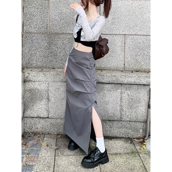 (Sẵn - Ảnh thật) CHÂN VÁY DÀI XẺ NHÚM V14 | Sugarblingbling