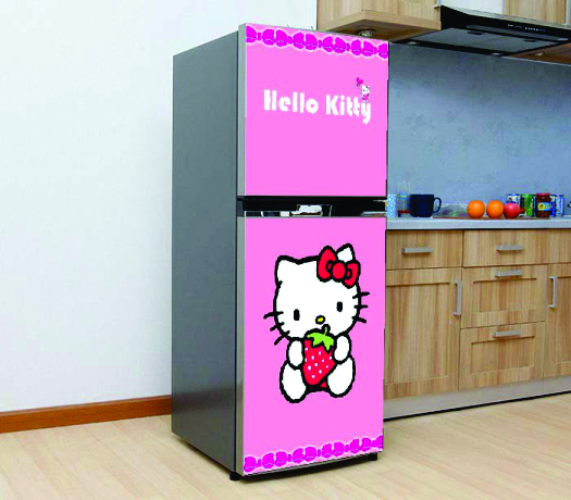 Decal dán tủ lạnh cao cấp - Mẫu Kitty siêu cute