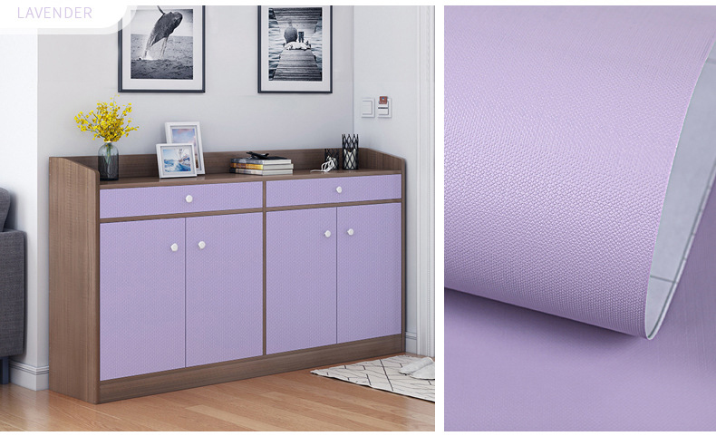 Cuộn 10m giấy dán tường màu tím pastel có keo sẵn.