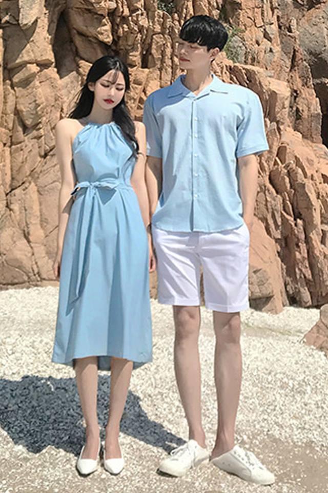 Set đồ đôi áo sơ mi nam nữ couple đi biển