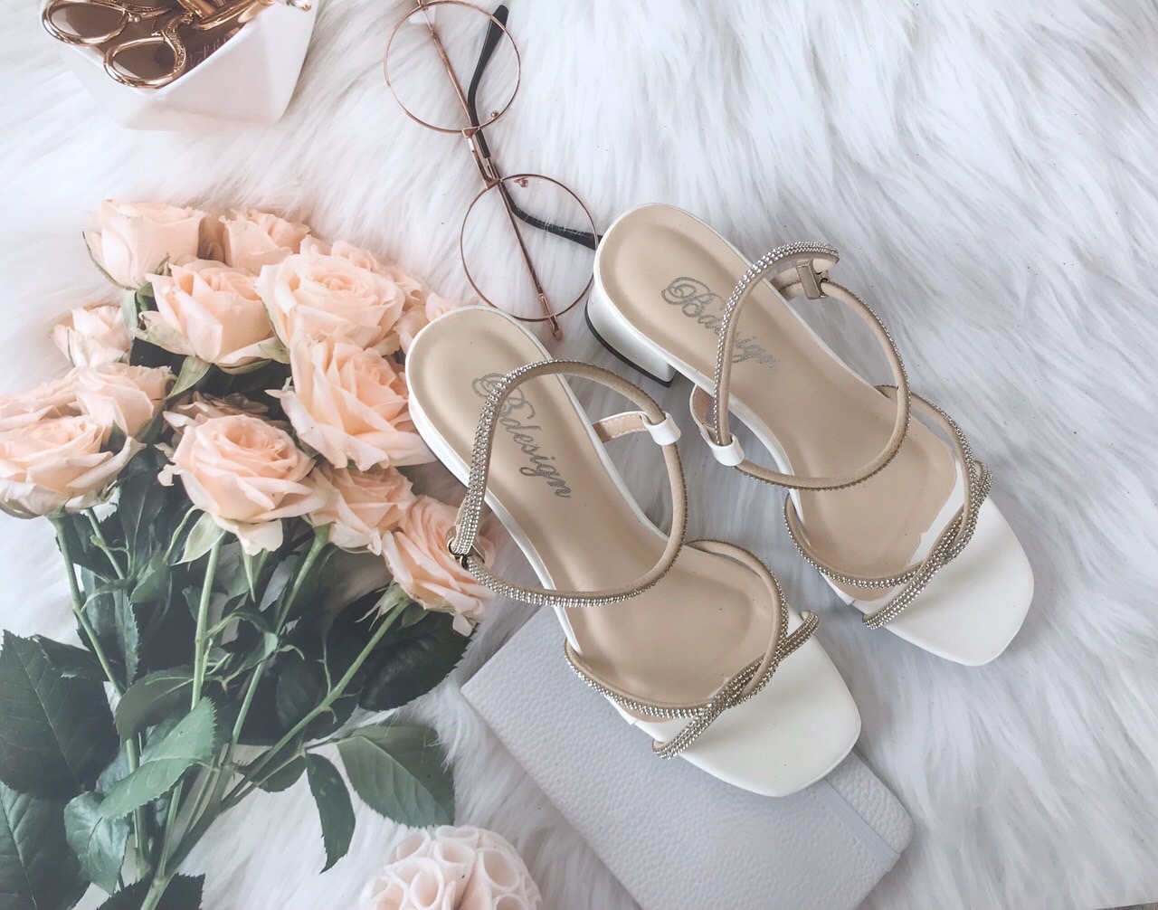 Sandal quai mảnh cao gót 5cm quai đính đá