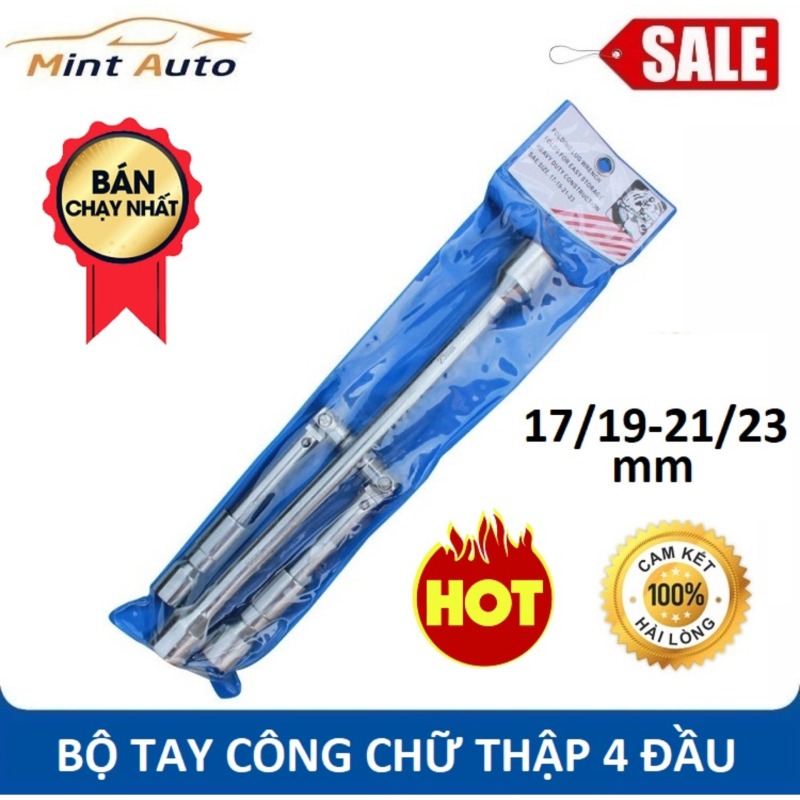 Bộ tay công chữ thập tháo lốp ô tô,xe hơi, xe tải, xe khách, dụng cụ tháo bánh xe ô tô, xe hơi 4 đầu 17,19,21,23mm chắc chắn