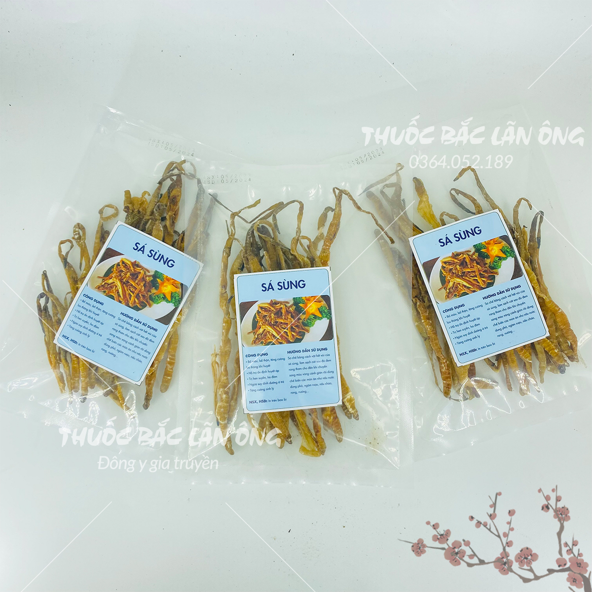 Sá sùng quảng ninh 100g (Nấu nước dùng phở siêu ngọt, hàng khô sạch cát, to, dài ) - Thuốc bắc lãn ông
