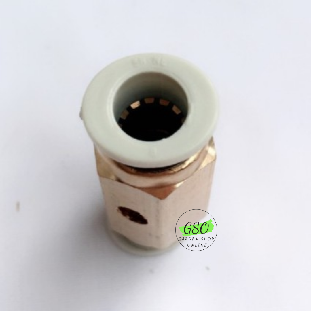 COMBO 3C Đế gắn béc phun sương bằng đồng nối nhanh - Nối giữa  2 đầu 8mm