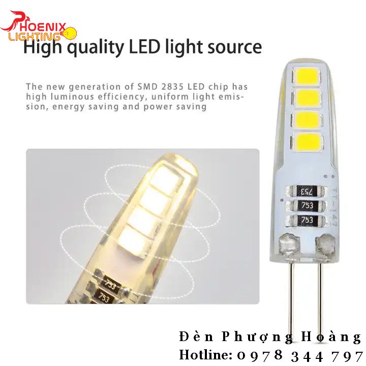 Bóng đèn G4 led chân ghim lắp đèn trang trí