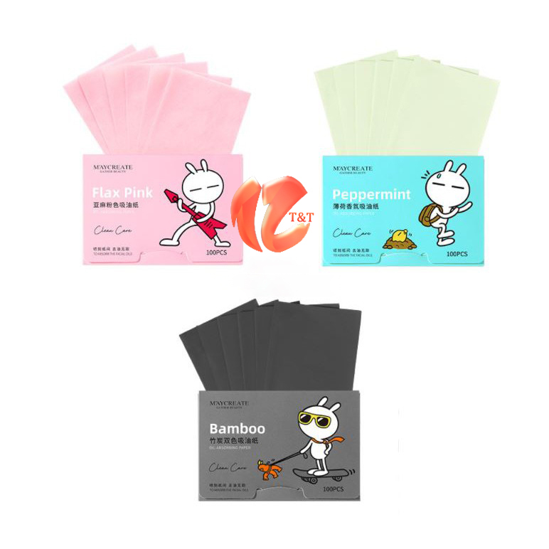 (Chính hãng) Giấy thấm dầu cao cấp 100 miếng Maycreate ( Mẫu Mới )