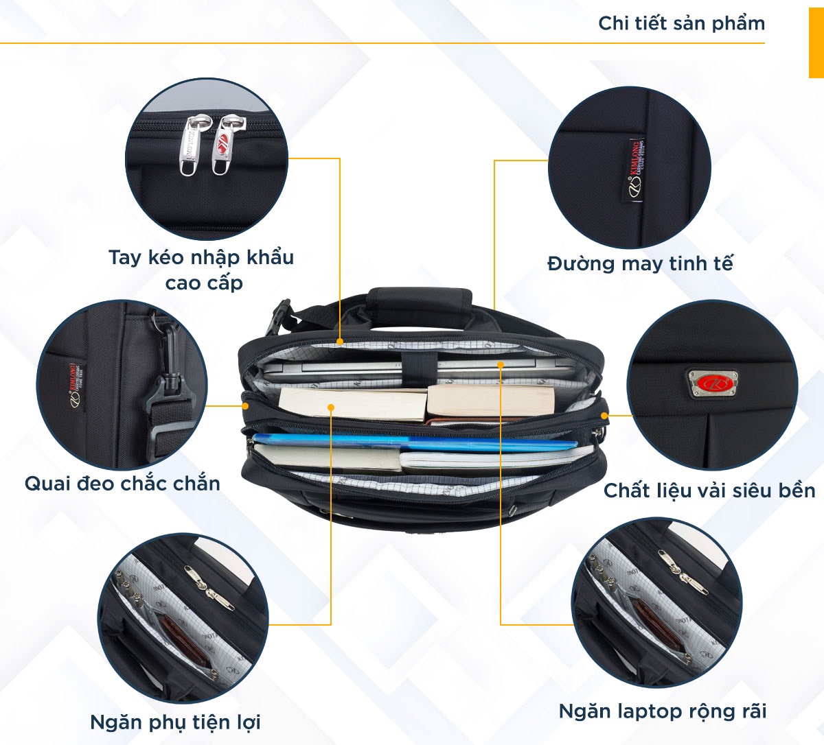 Cặp đen học sinh cấp 2 và 3 Kim Long KL034