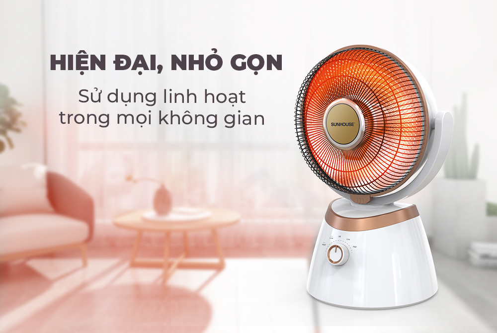 Quạt sưởi carbon Sunhouse SHD7008 + tặng dao làm bếp màu đen