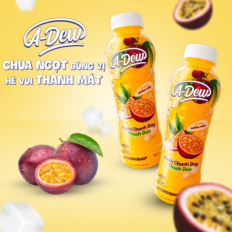 Nước Chanh Dây Thạch Dừa A-Dew 450ml (Thùng 24 chai)