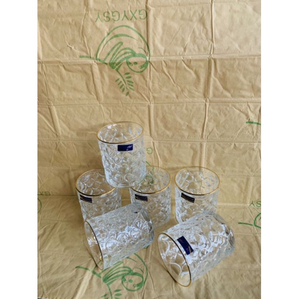 Bộ 6 cốc thủy tinh pha lê viền vàng 350ml dl 011v