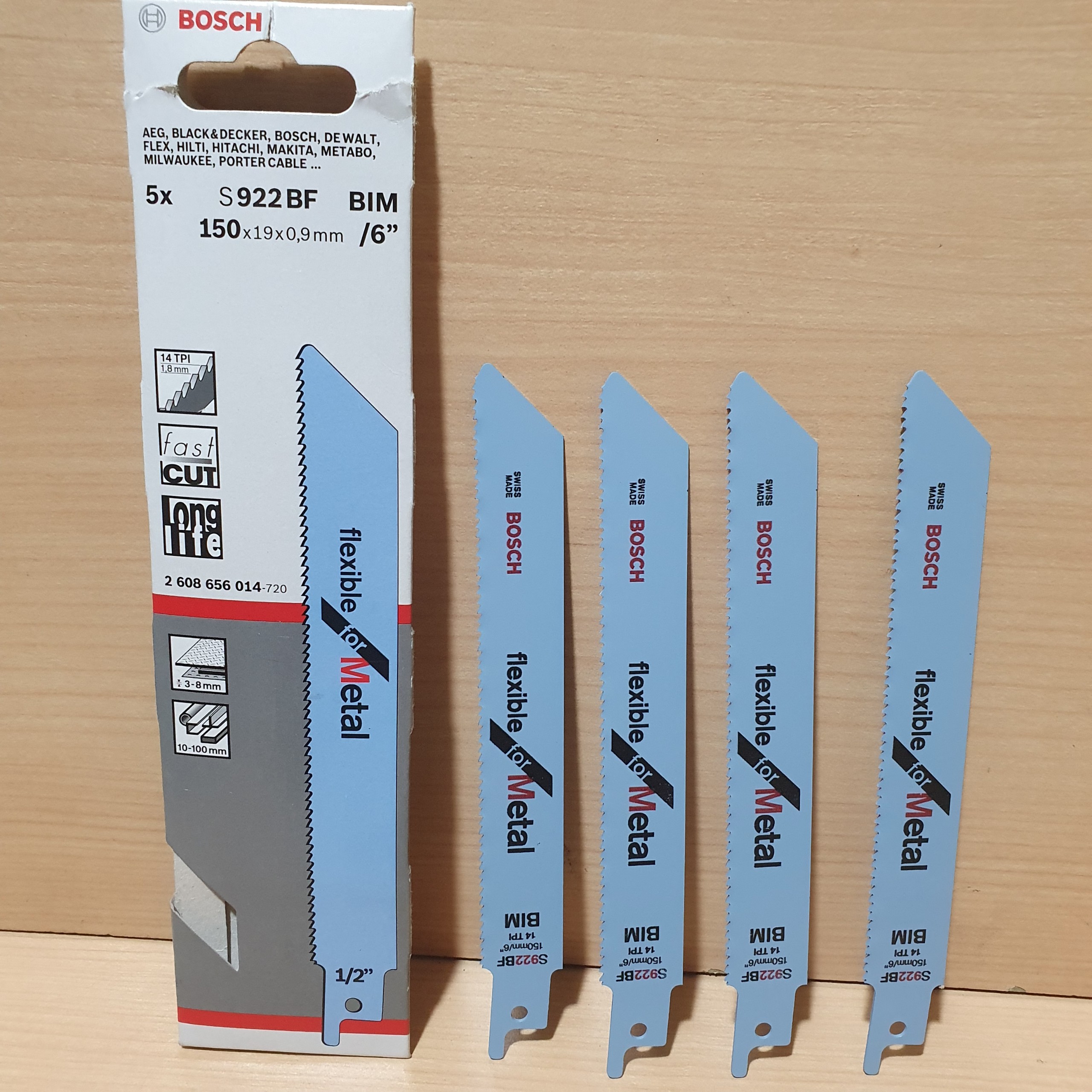 Lưỡi cưa kiếm cắt sắt, nhựa dài 150mm bosch s922bf