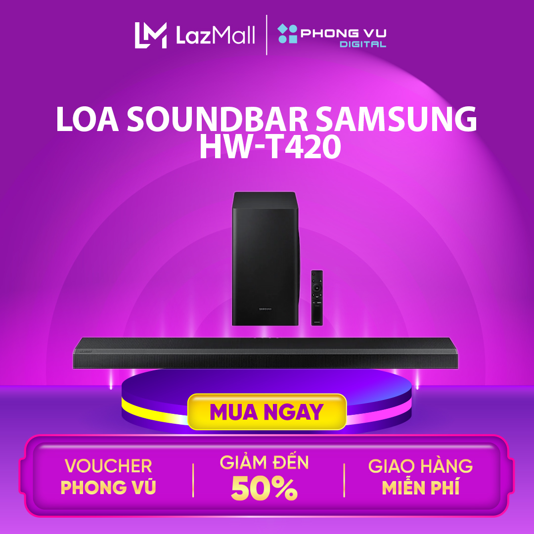 Loa Soundbar Samsung HW-T420 - Công nghệ Smart Sound phân tích và tối ưu âm thanh phù hợp với từng nội dung hiển thị trên màn hình - Bảo hành 12 tháng - PHONG VŨ Digital Store