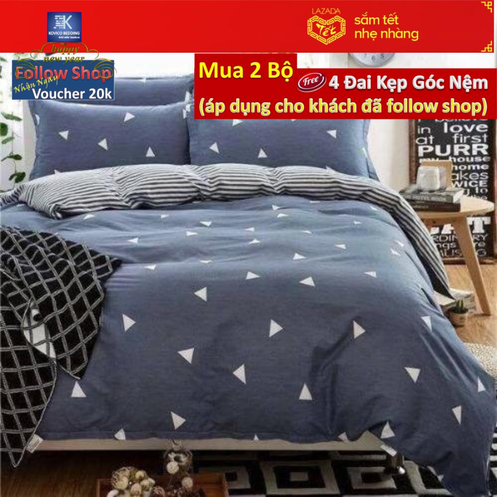 (FreeShip MAX) Bộ Ga gối Poly Kovico Tam giác 1m6x2m