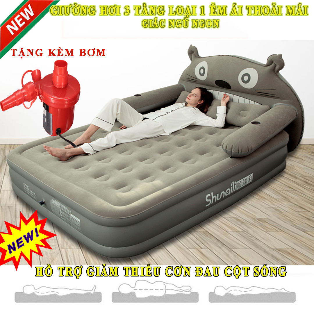 [HCM](LOẠI CAO CẤP)NỆM GIƯỜNG HƠI HÌNH THÚ 3 TẦNG KIỂU MỚIGiường hơi hình thú 3 tầng Chất liệu NHUNG ÊM ái bền chắc tiện lợi cho những không gian đô thịcó thể tháo rời tiện lợi.