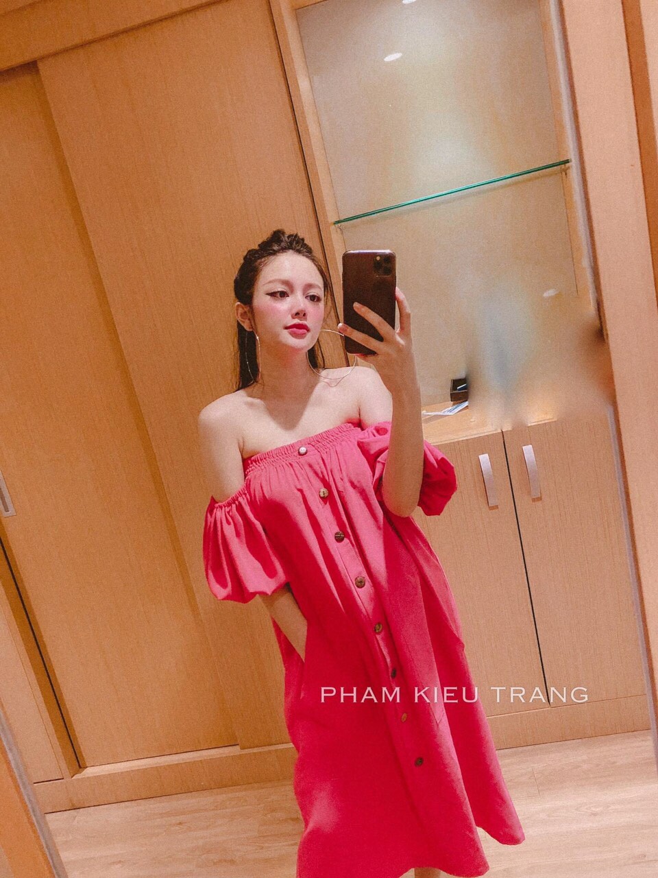 Đầm voan babydoll rớt tay phối nút trước mẫu mới TTSA0377