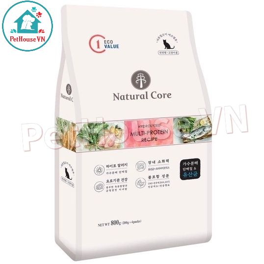 Natural core ecoc1 - túi 800g thức ăn hạt đa đạm cho mèo vị gà, cá hồi & rau củ quả hàng chính hãng