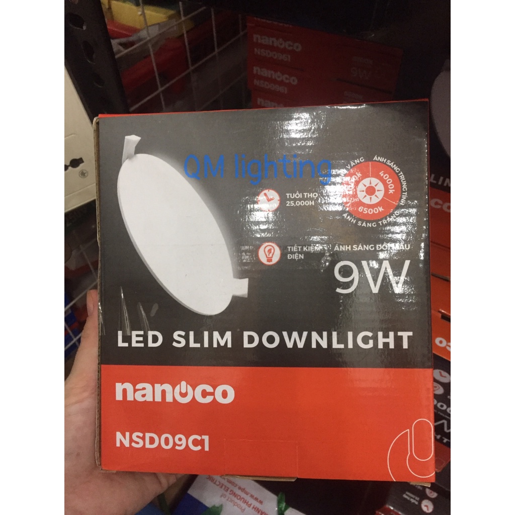 Đèn led downlight siêu mỏng 9w 3 chế độ ánh sáng nsd09c1 - nanoco