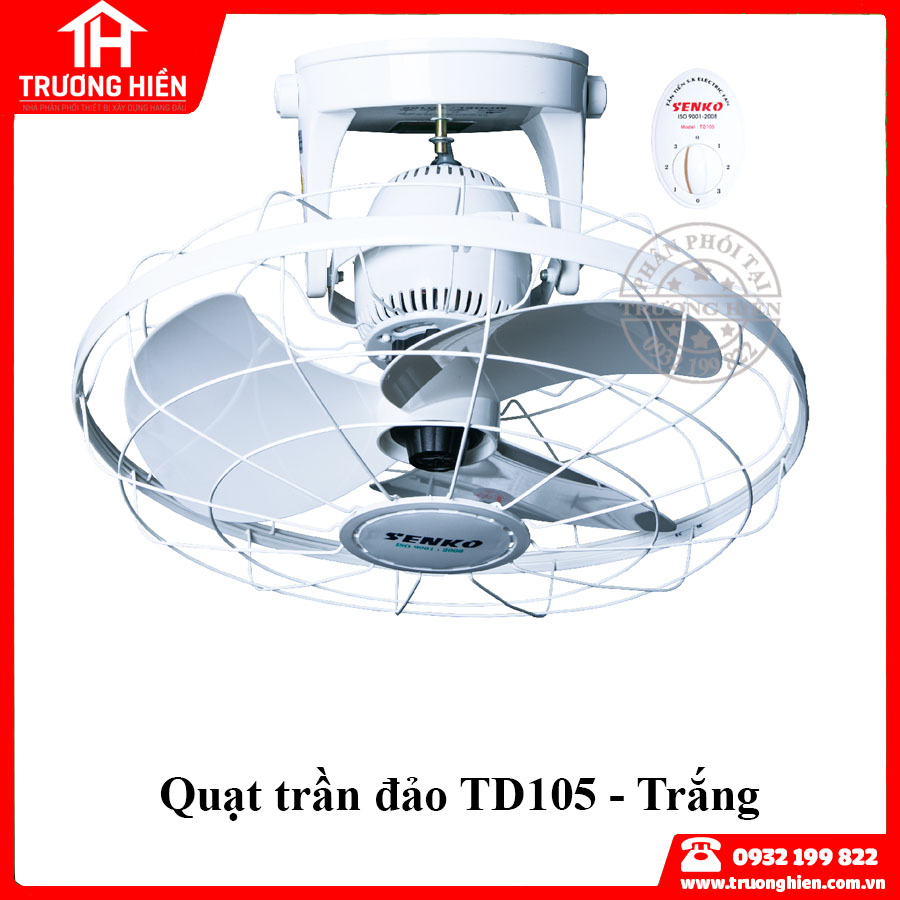 Quạt đảo trần chuyển hướng cơ Senko TD105- Công suất 47 W- Hàng Chính Hãng - Giao màu ngẫu nhiên
