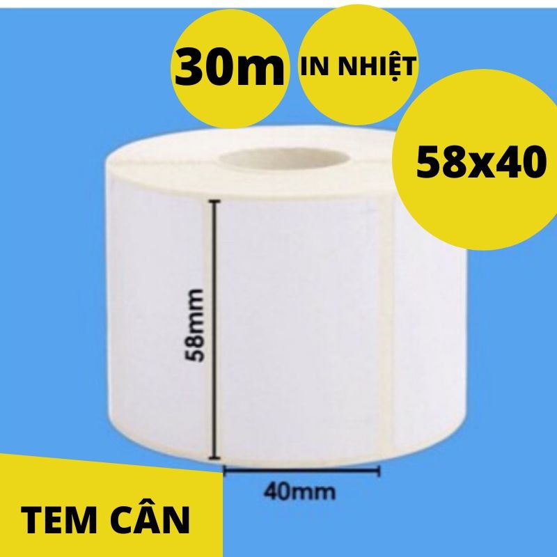 Giấy in tem mã vạch, decal nhiệt khổ 58x40 (tem cân, tem trà sữa, tem trà chanh)