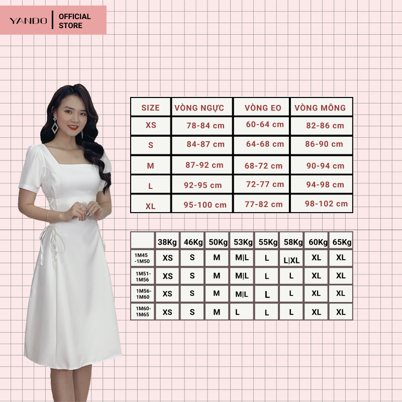 Đầm Cổ Vuông Đan Dây Eo Cách Điệu YANDO DA07