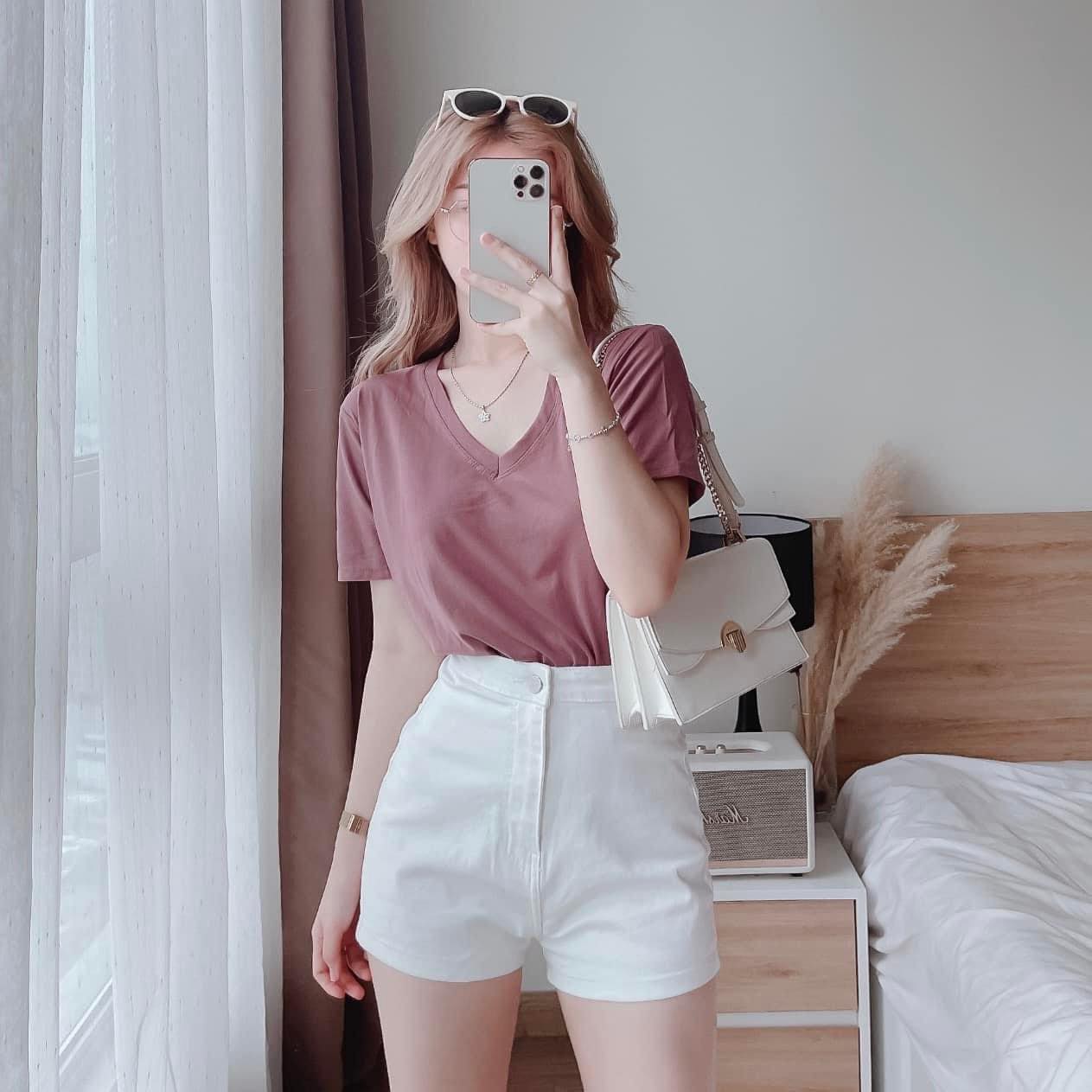 Quần shorts cạp cao chất kaki dáng ôm m509