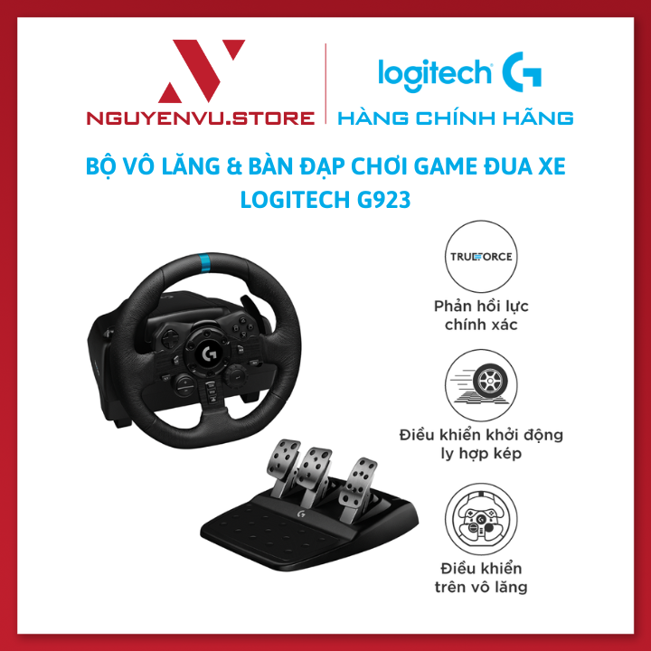 Logitech g923 racing game pedal & steering wheel set-treeforce response high grade leather grips compatible with ps5, PS4, PC, Mac-authentic