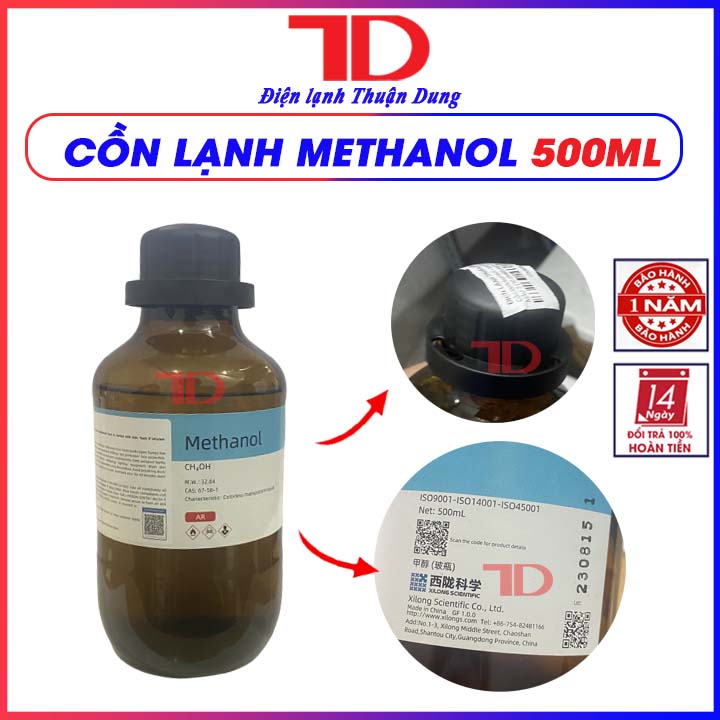 Cồn lạnh, dầu nghẹt chống nghẽn tắc ẩm, dùng trong kỹ thuật điện lạnh Methanol 500ml, cồn lạnh AR - Điện Lạnh Thuận Dung