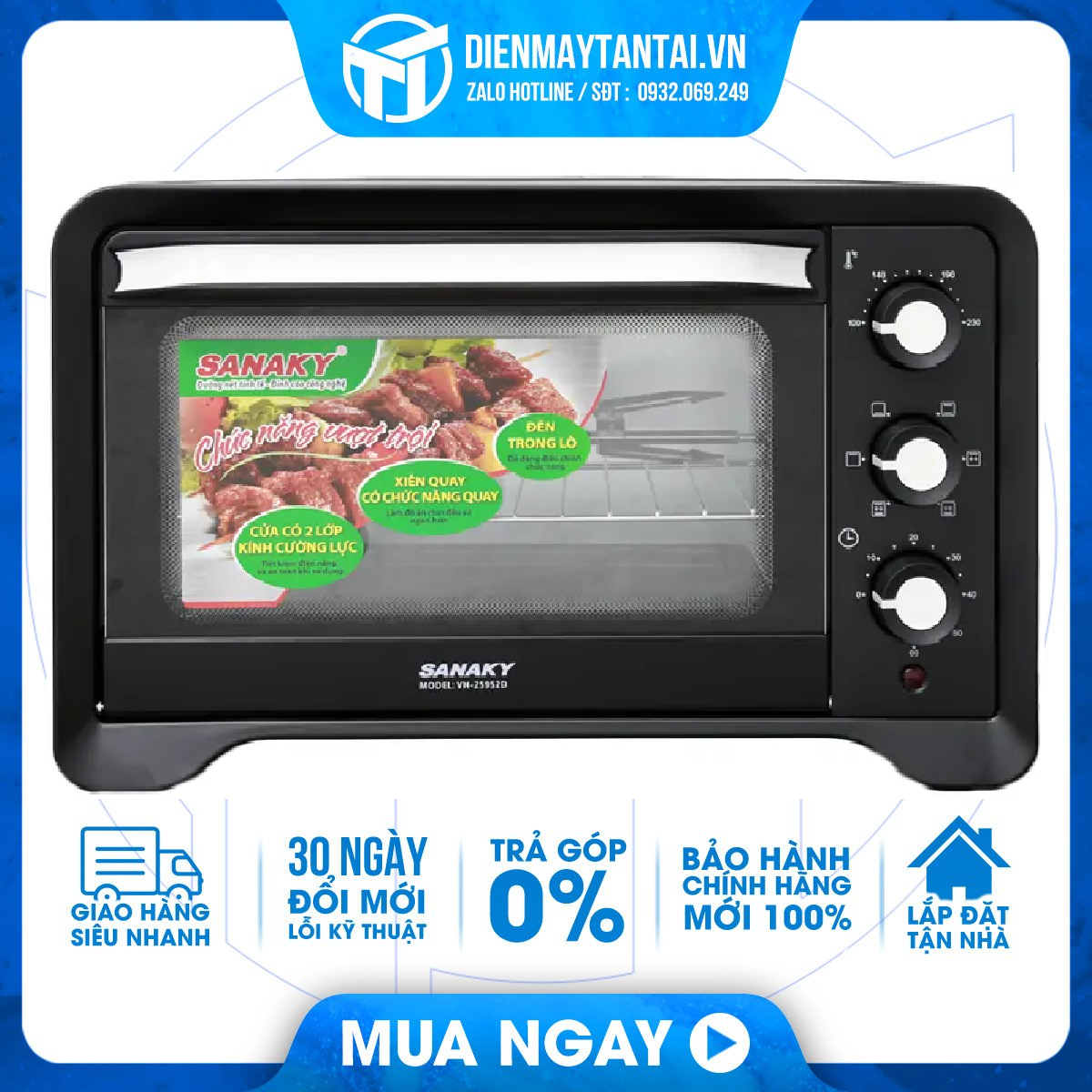 Lò nướng sanaky vh259s2d 25 lít - giao toàn quốc - freeship hcm