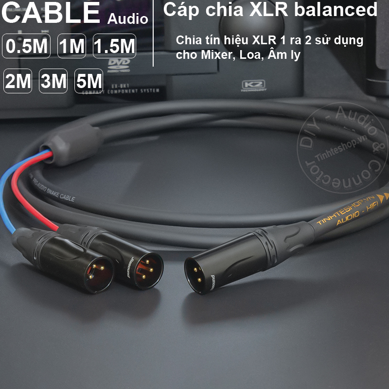 XLR 1 out 2 DIY audio cable 0.5 to 5 meters