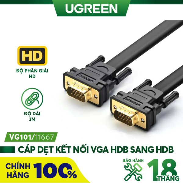 Dây cáp kết nối VGA HDB 15 đực sang HDB 15 đực dài từ 1-30M UGREEN VG101 VG105 - Hãng phân phối chính thức