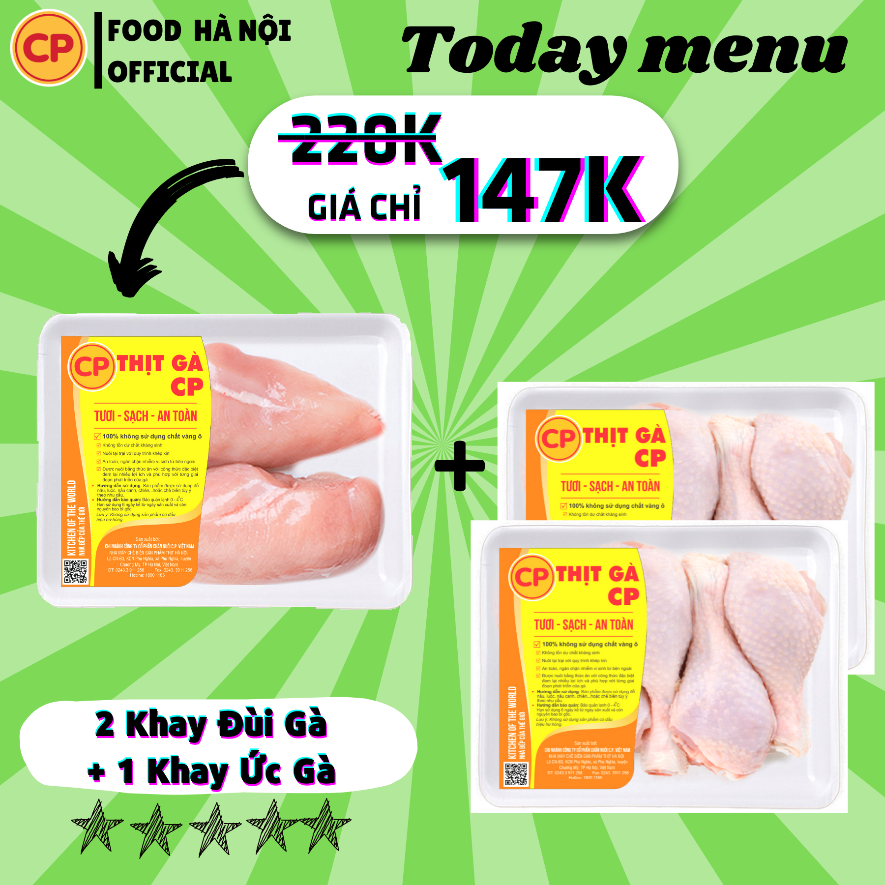 Combo TODAY MENU khay gà CP nhiều loại