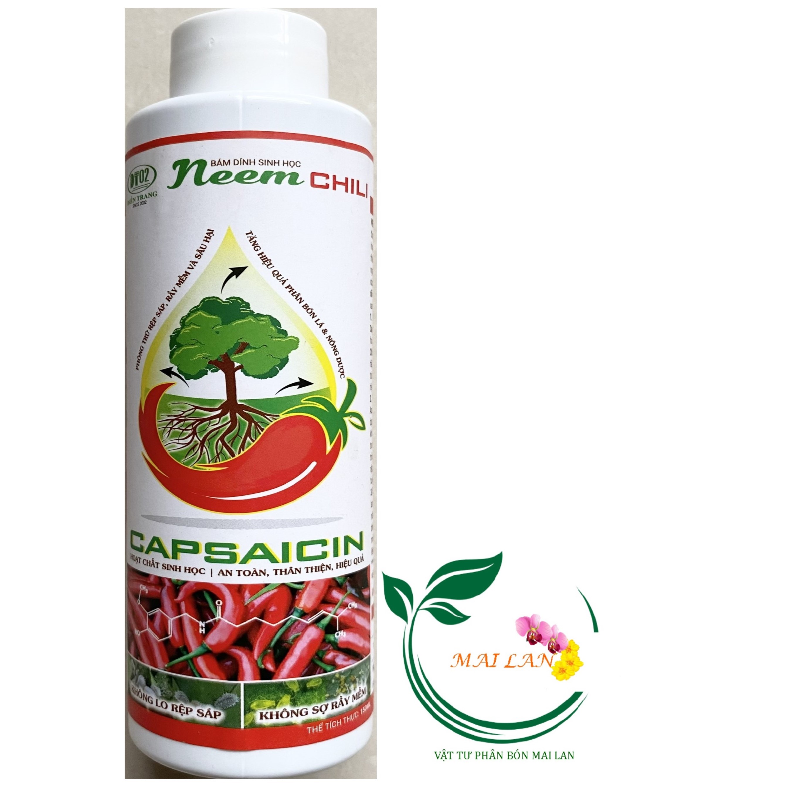 Neem chili dt02 - bám dính sinh học trừ rệp sáp, rầy mềm - #098b# 150ml