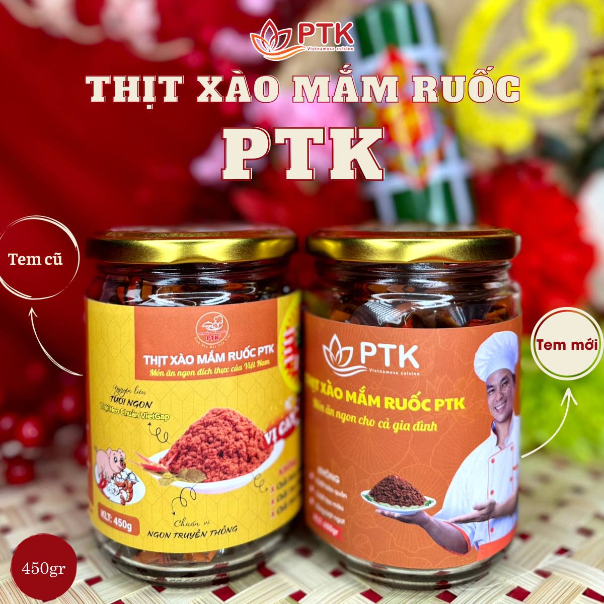 Thịt Xào Mắm Ruốc PTK lọ thủy tinh 450gr