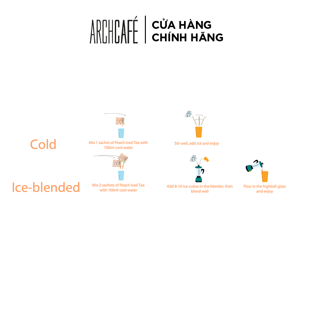 Iced Peach tea- Archcafé instant tea (Box 12 packs x 20g)